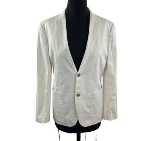 THEORY White Blazer Jacket Notch Lapel Single Breasted Classic Long Sleeve Sz 38
